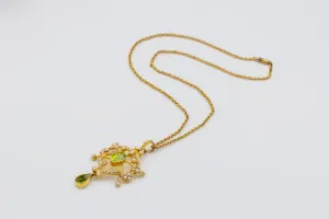 Antique 15ct Yellow Gold Peridot and Pearl Necklace