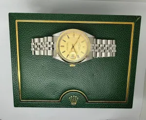 Rolex Oyster Perpetual Datejust 36mm Steel & Yellow Gold Champagne Sigma Dial Reference 1601 – Luxury Box – 1973