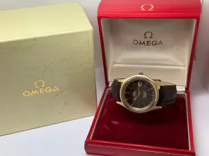 Omega Seamaster Cosmic 2000 38mm Gold & Steel Gloss Brown Spider Web Dial Reference 166.128 1970s