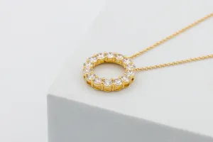 18ct Yellow Gold Diamond Open Circle Pendant Necklace 2.12ct
