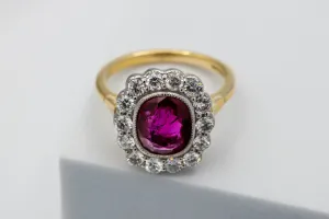 18ct Yellow Gold Ruby & Diamond Ring – 2.05ct Ruby, 0.84ct G/VS Diamonds