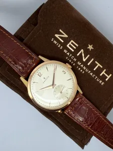 Zenith 35mm 18ct Rose Gold Calibre 126-6 Vintage Watch – Serviced with 2 Year Guarantee – 1950s