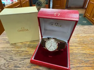 Omega 36mm 18ct Rose Gold Calibre 265 Striped Dial Reference 2619 – Vintage Box – 1950