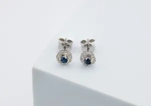 18ct White Gold Sapphire and Diamond Stud Earrings