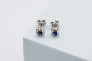 18ct White Gold Sapphire and Diamond Stud Earrings