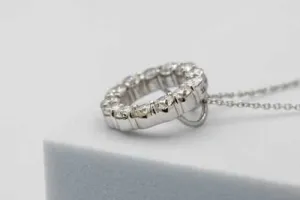 18ct White Gold Diamond Circle Pendant Necklace 0.87ct