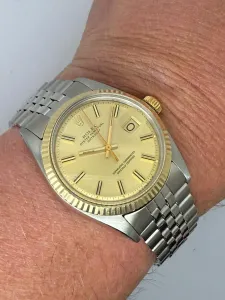 Rolex Oyster Perpetual Datejust 36mm Steel & Yellow Gold Champagne Sigma Dial Reference 1601 – Luxury Box – 1973