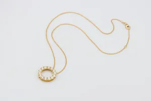 18ct Yellow Gold Diamond Open Circle Pendant Necklace 2.12ct