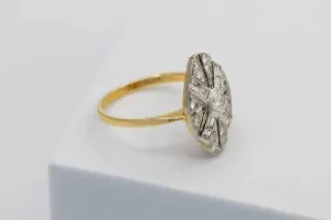 18ct Yellow Gold Diamond Diagonal Cross Design Ring 0.85ct